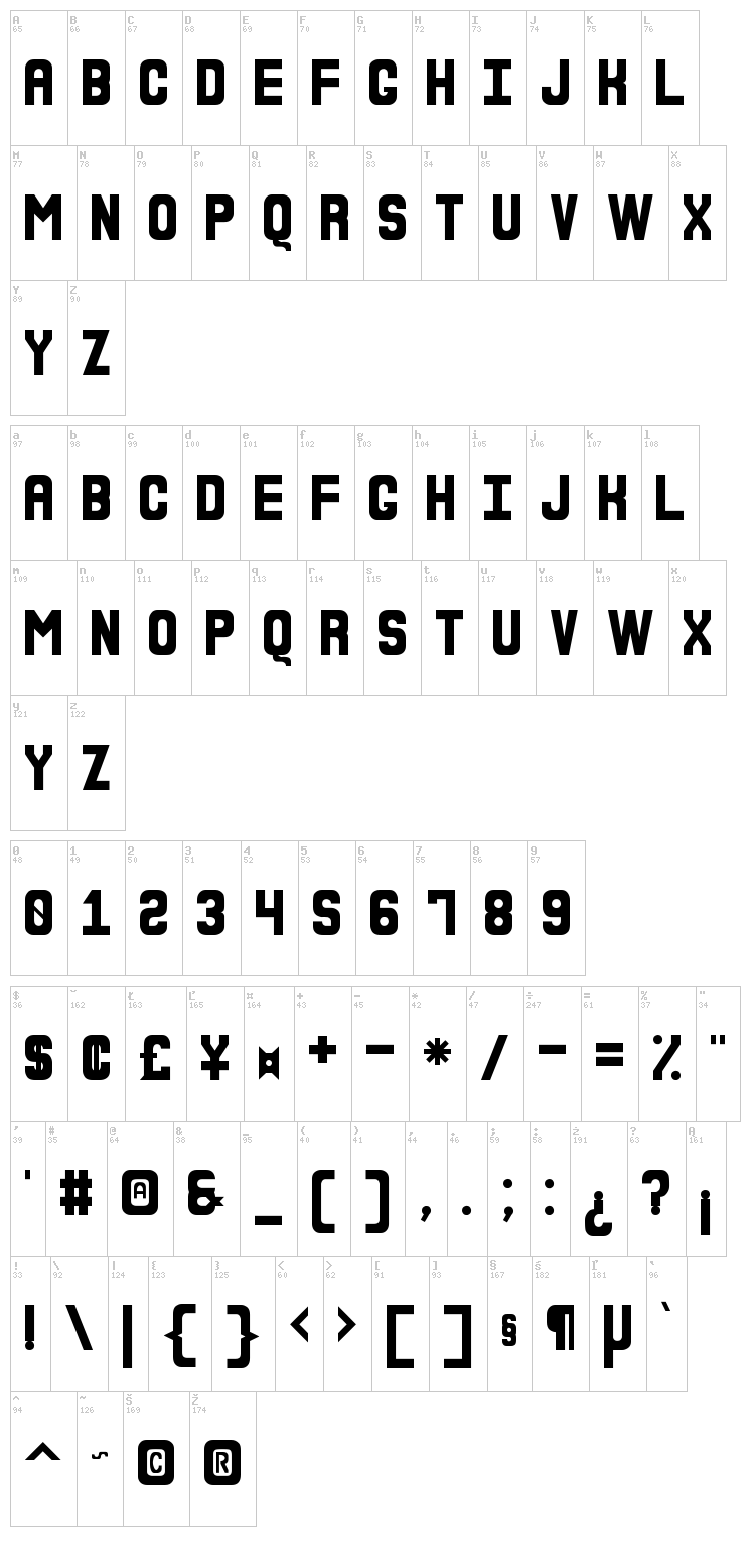 The Inbox St font map